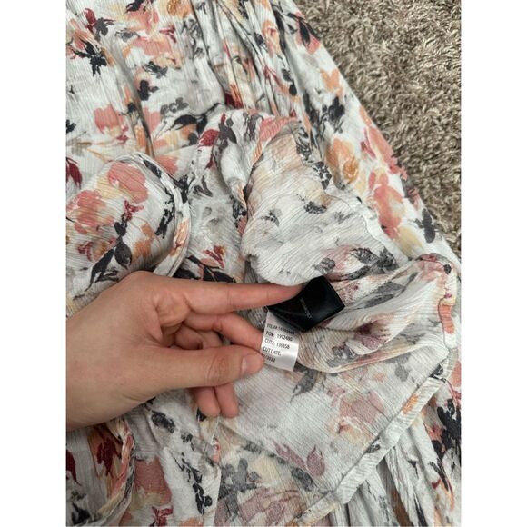 Torrid Maxi Gauze Walk-Through Dress Asymmetrical Floral Plus Sz 1 White/Orange - Picture 11 of 13